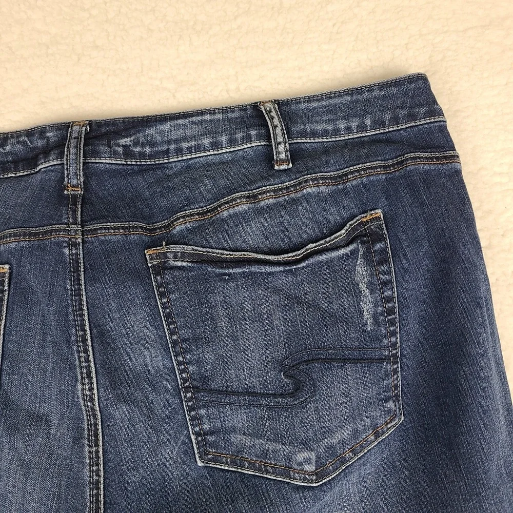 Silver Jeans Womens 24x27 Blue Suki Skinny Distress‎ Fray Dark Wash Denim